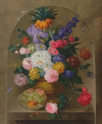 Stilleben av frukt og blomster, 1807